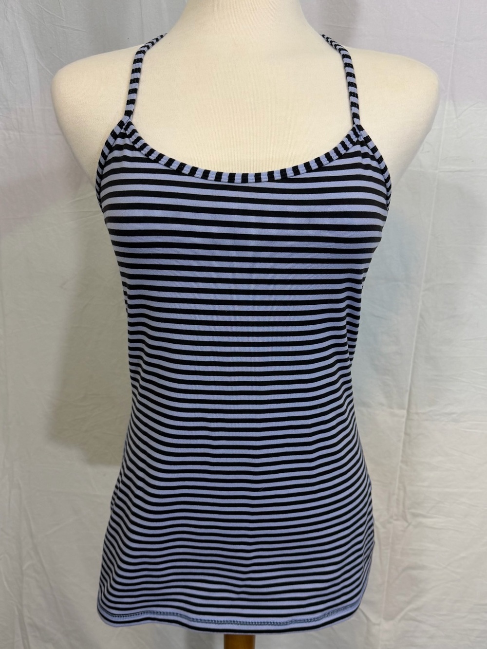 Lululemon Striped Spaghetti Strap Tank Top - Black & Light Blue